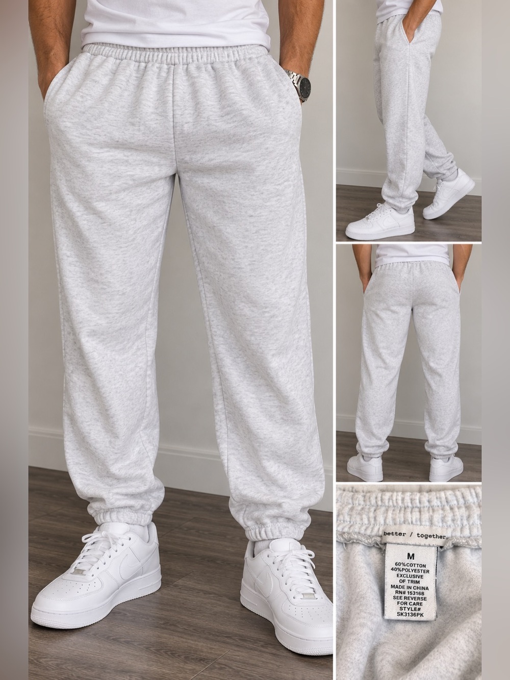 Better Together Gray Fleece Jogger Sweatpants Men’s M Unisex